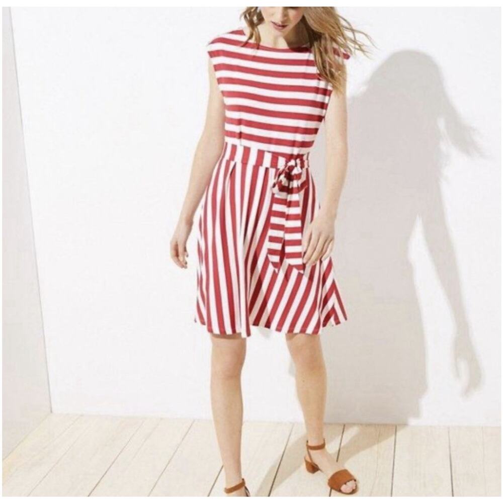 Loft Dress Red White Striped